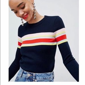 ASOS striped ribbed cropped sweater top